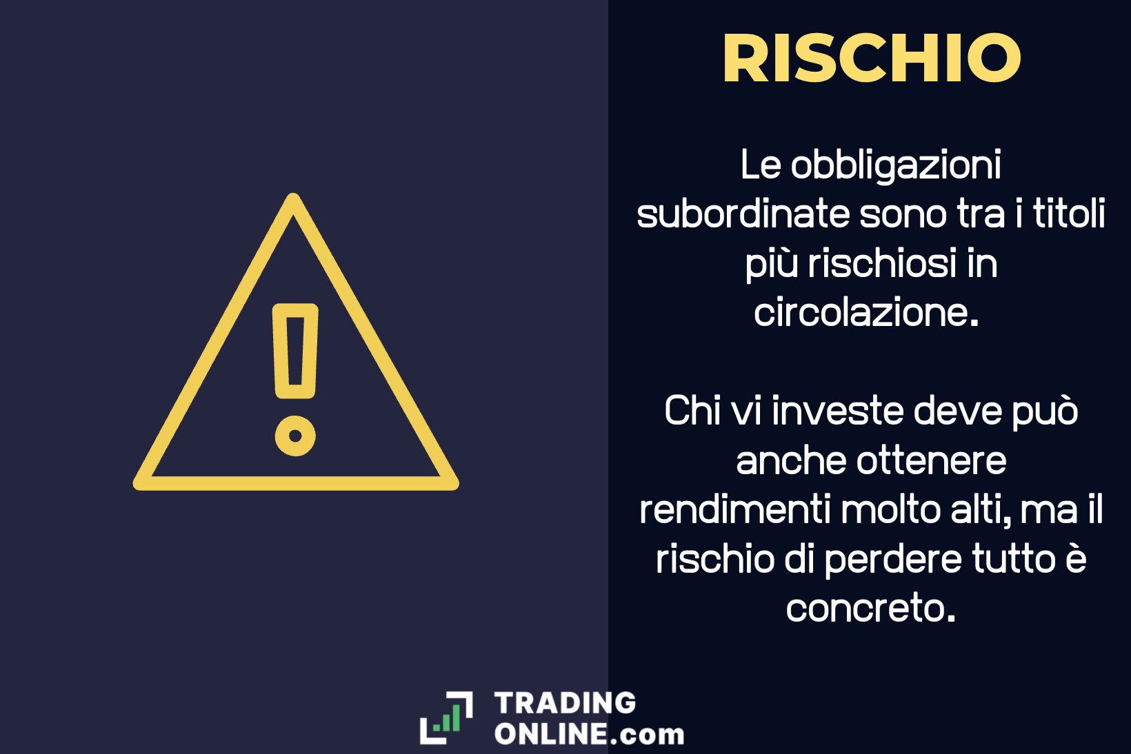 Rischio obbligazioni subordinate - infografica a cura di ©TradingOnline.com
