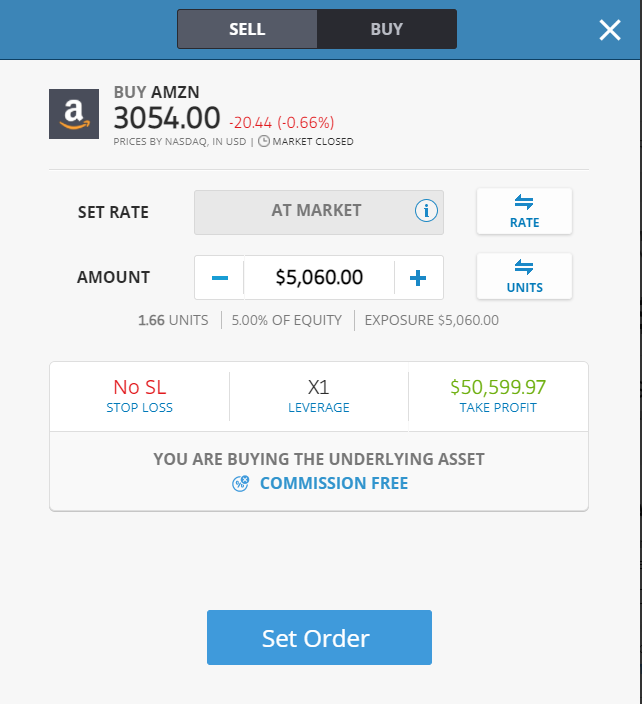 setting the order to confirm your first online trading operation