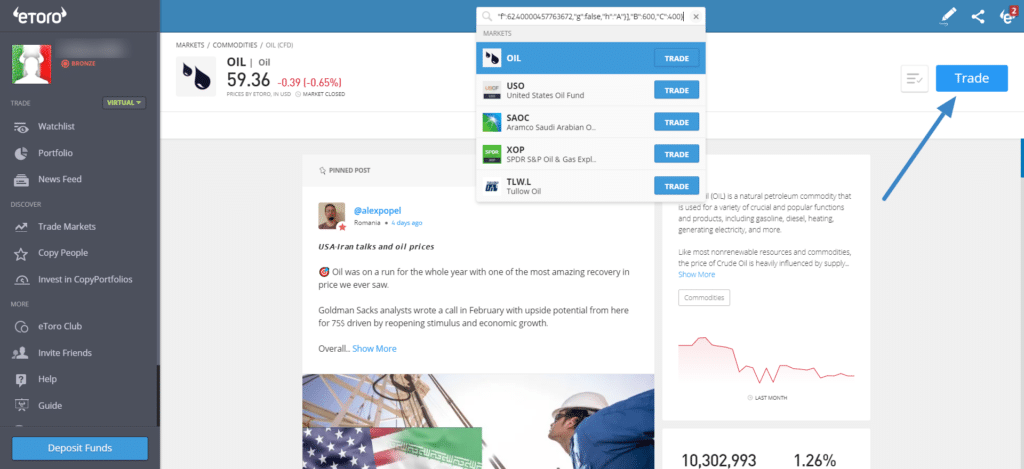 how to buy and sell oil cfds using etoro