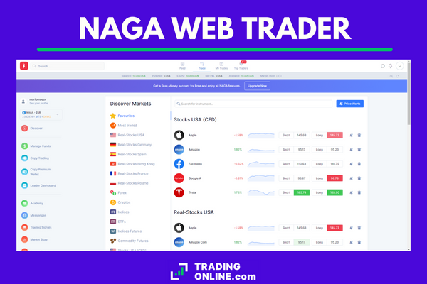 screenshot della piattaforma di trading proprietaria di Naga Markets