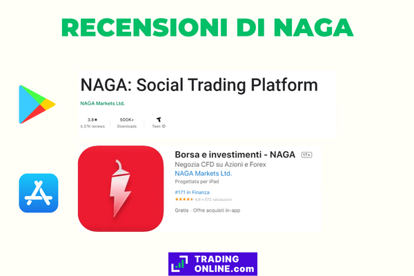 recensioni del broker NAGA sui principali marketplace di applicazioni