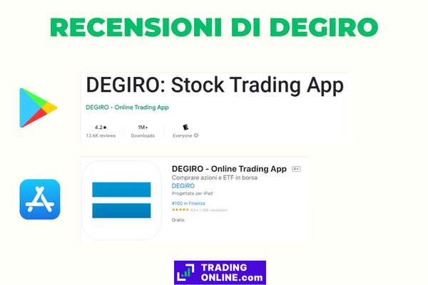 recensioni su Apple Store e Play Store dell'applicazione di Degiro
