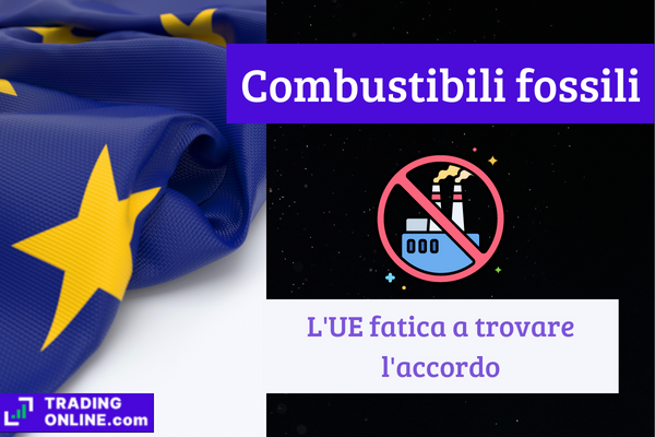  Immagine di copertina"Combustibili fossili, L'UE fatica a trovare l'accordo", sfondo della bandiera europa