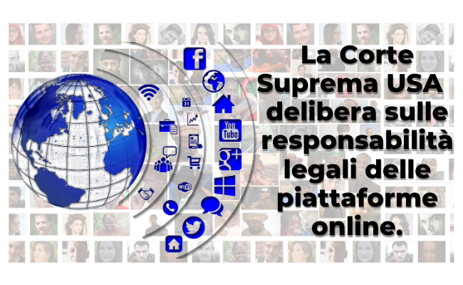 presentazione della notizia sulla discussione della legge sull'immunità delle piattaforme online da parte della Corte Suprema USA