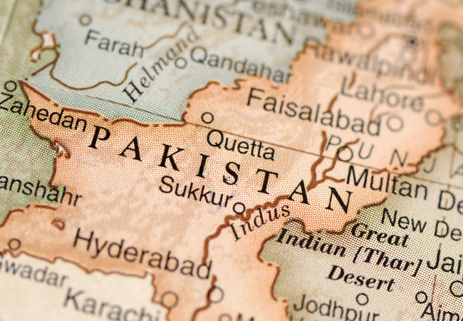 foto di una mappa che mostra la posizione del pakistan