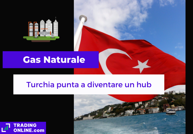Immagine di copertina, "Gas Naturale, Turchia punta a diventare un hub", sfondo della bandiera della Turchia.