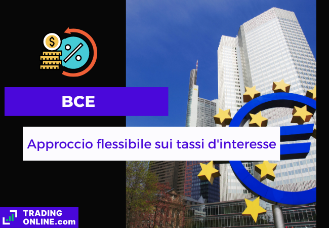 Immagine di copertina "BCE, Approccio flessibile sui tassi d'interesse", sfondo della banca centrale europea.
