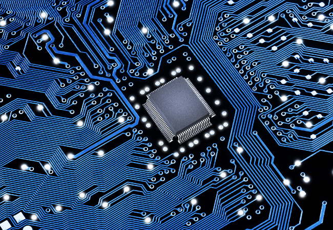 immagine stilizzata di un microchip in circuito elettrico