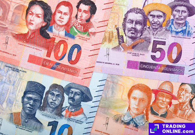 foto che mostra alcune banconote di bolivianos