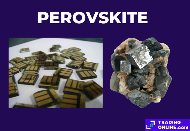 foto di minerale di perovskite e celle solari fatte di perovskite