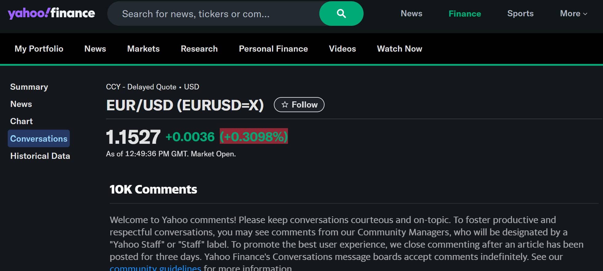 Yahoo Finance - forex forum