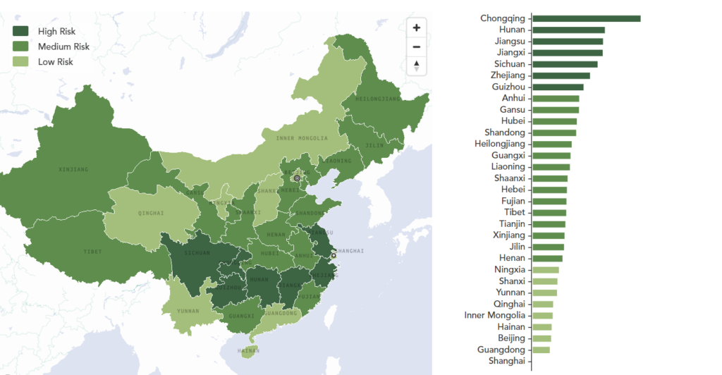 mappa dell'indebitamento delle province cinesi