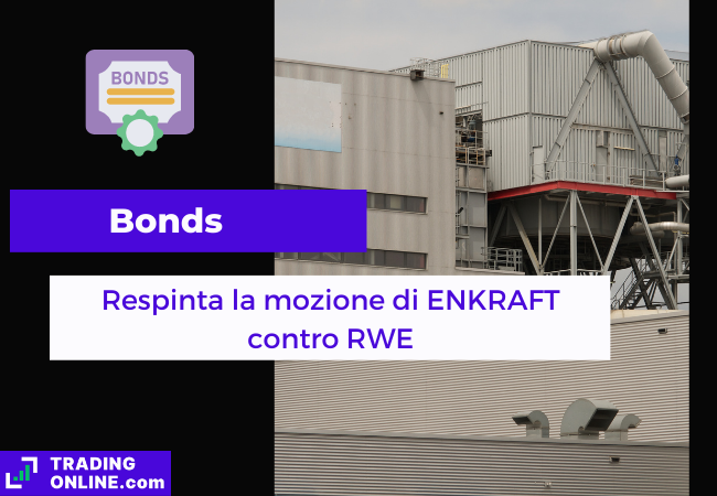 Immagine di copertina, "Bonds, Respinta la mozione di ENKRAFT contro RWE", sfondo di una centrale elettrica di RWE.