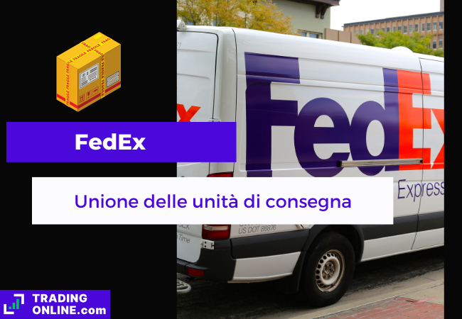 Immagine di copertina, "FedEx, Unione delle unità di consegna", sfondo di un furgone dell FedEx.