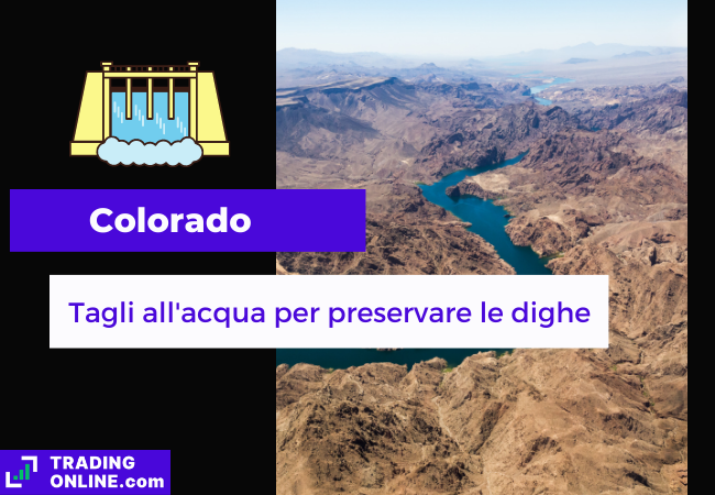 Immagine di copertina, "Colorado, Tagli all'acqua per preservare le dighe", sfondo del fiume Colorado.