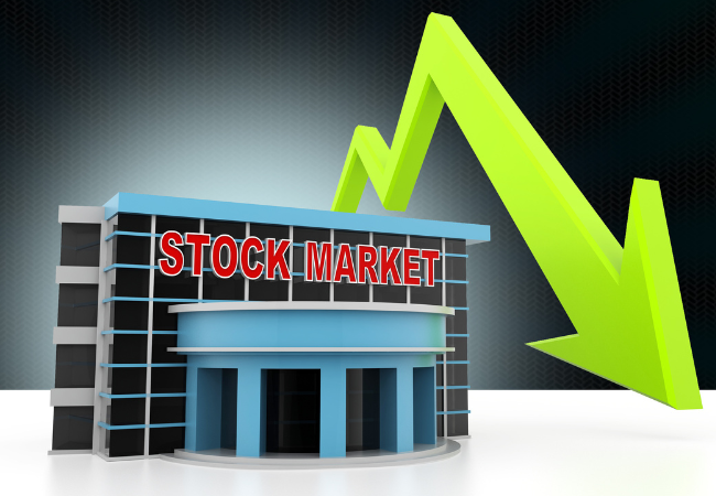 immagine di icona tridimensionale di mercato azionario con freccia in giù