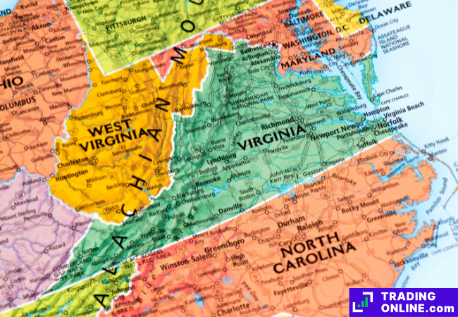 mappa dello stato della Virginia