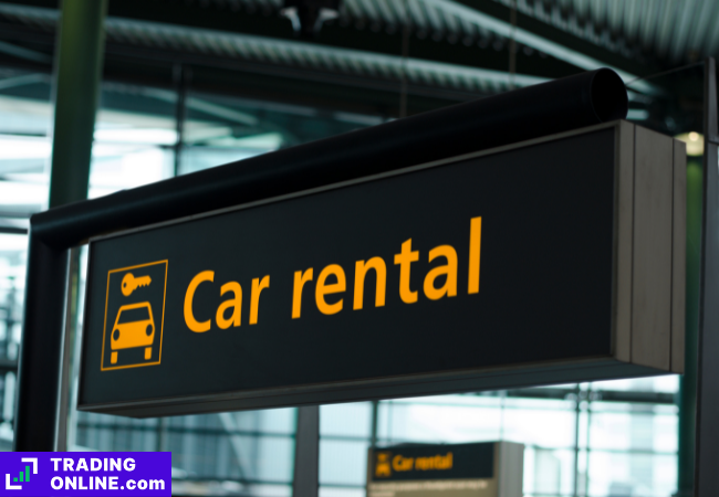 foto di un cartello per il noleggio auto in un aeroporto