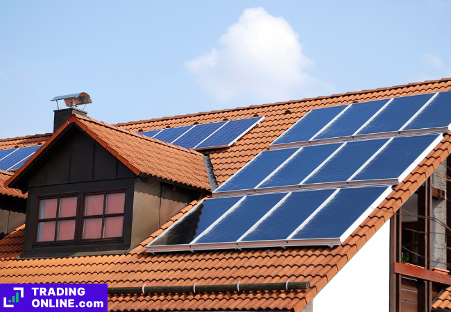 foto di pannelli fotovoltaici installati su un tetto