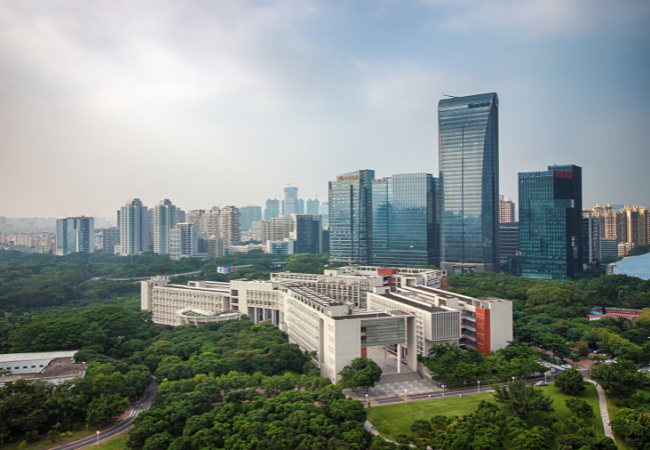 Immagine del quartier generale di Tencent e della Shenzhen University