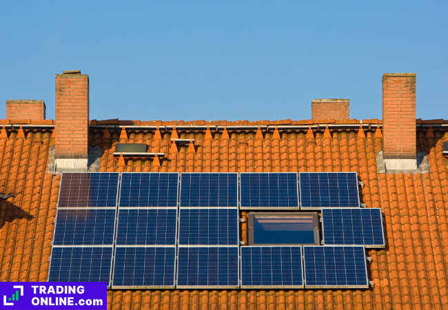 foto di un tetto con pannelli fotovoltaici