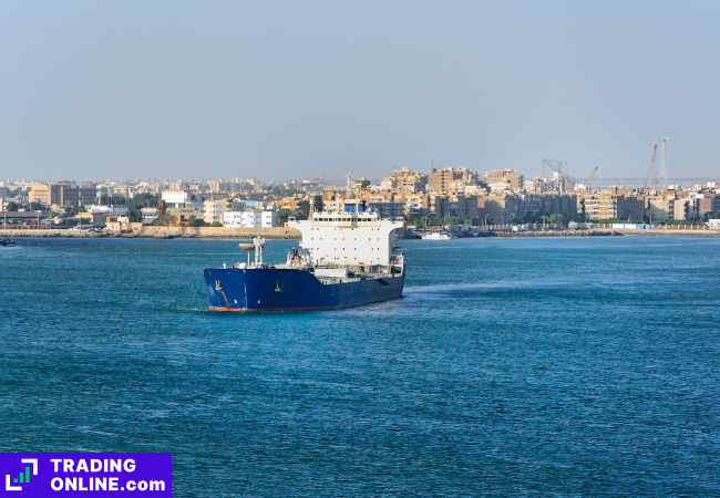 foto di nave nel canale di Suez