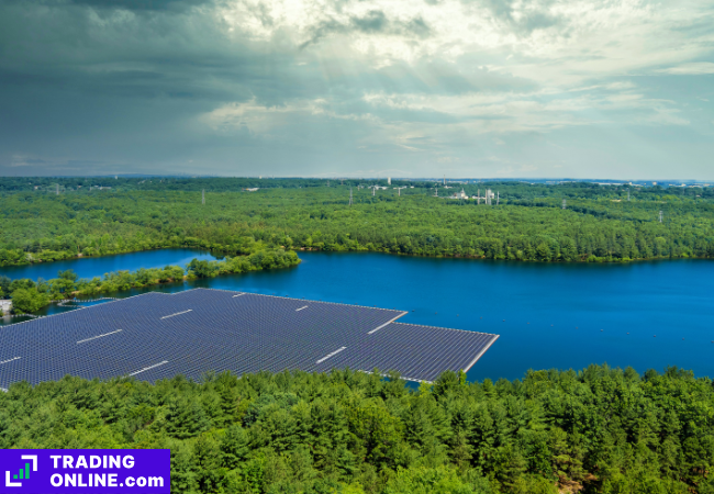 foto di un parco fotovoltaico galleggiante