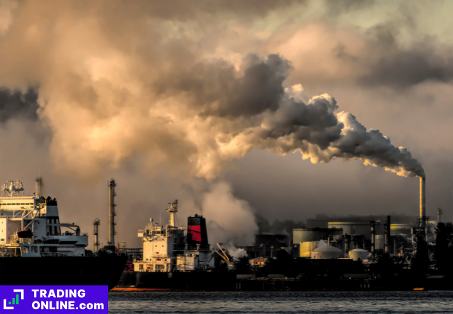 foto di una nave cargo che emette gas inquinanti