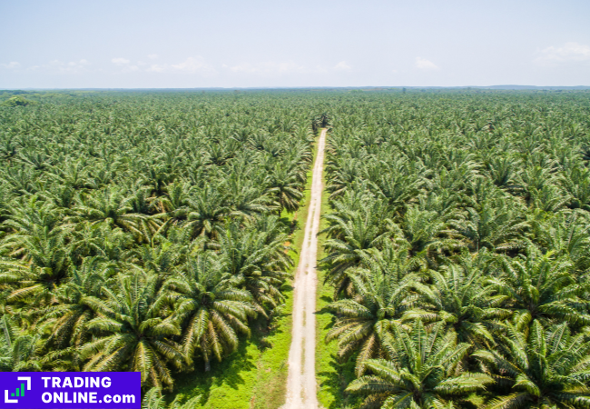 foto di una piantagione di palme da olio