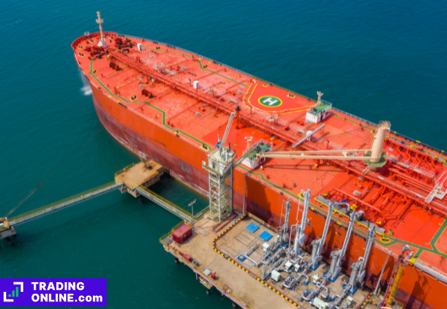 foto di una petroliera in rifornimento presso un porto