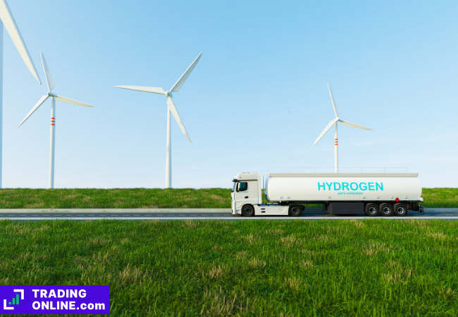 foto di un camion che trasporta idrogeno verde