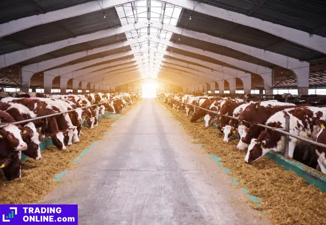 foto di un allevamento di vacche