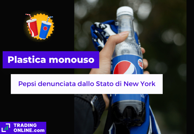 presentazione della notizia su Stato di New York  che denuncia Pepsi per via della plastica monouso