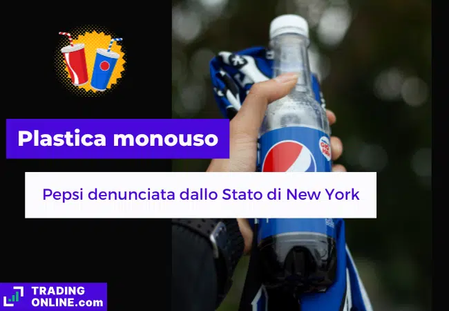 presentazione della notizia su Stato di New York  che denuncia Pepsi per via della plastica monouso