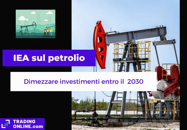 presentazione notizia su IEA che invita a dimezzare gli investimenti in petrolio