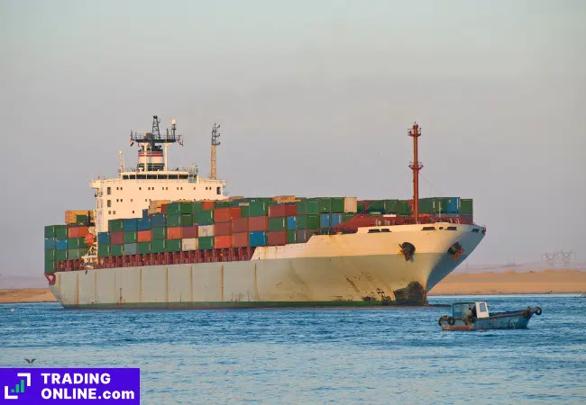 foto di una nave che passa per il canale di Suez