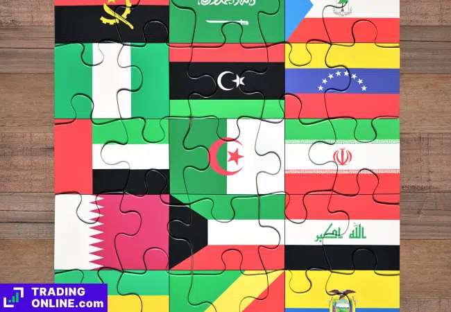foto delle bandiere delle nazioni che fanno parte dell'OPEC