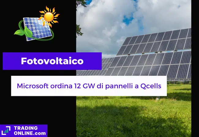 presentazione della notizia sull'ordine di pannelli fotovoltaici di Microsoft
