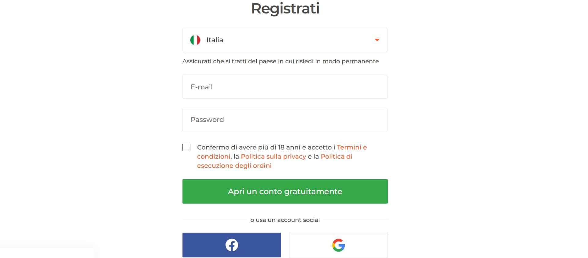 IQ Option - registrazione
