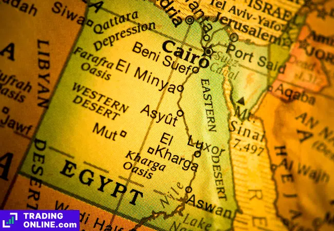 foto di una mappa della posizione dell'Egitto