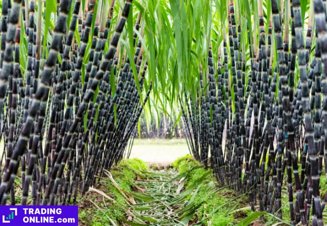 foto di una piantagione di canna da zucchero