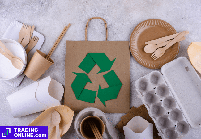 foto di prodotti con un logo di riciclabilità