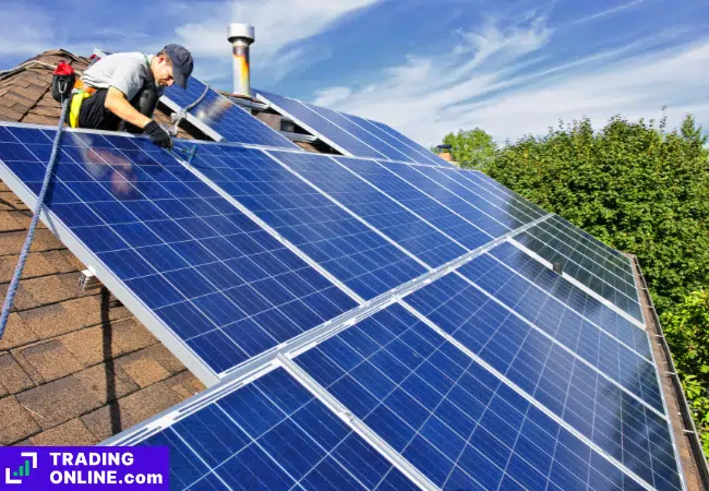 foto di una persona che installa dei pannelli solari