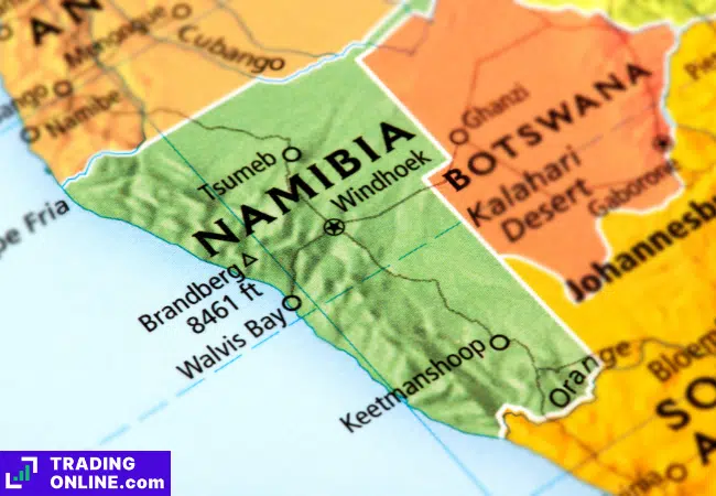 foto di una mappa della Namibia