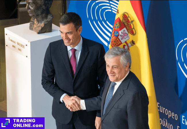 foto di Pedro Sanchez al Parlamento Europeo