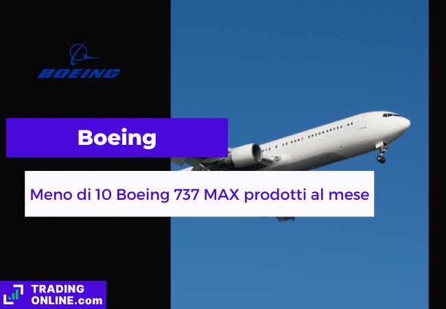 presentazione della notizia su Boeing che produce meno di 10 dei suoi 737 MAX al mese