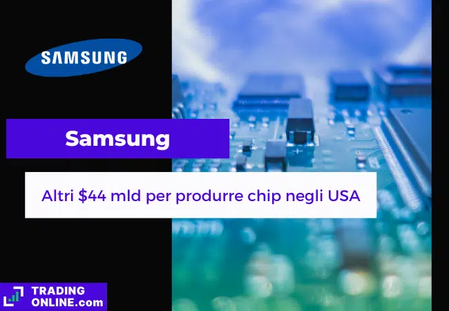presentazione della notizia su Samsung che investe $44 miliardi nei chip in Texas