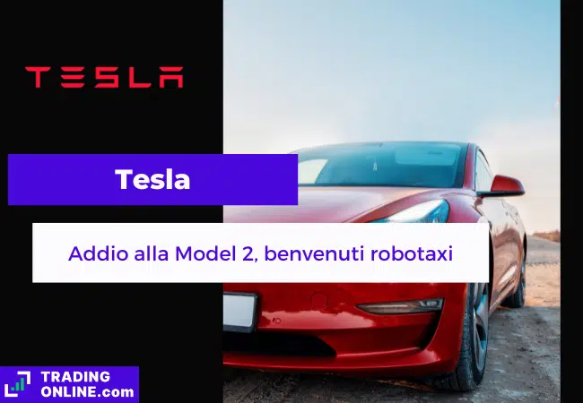 presentazione della notizia su Tesla che cancella Model 2 e lancerà robotaxi