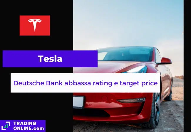 presentazione della notizia su Deutsche Bank che abbassa il rating di Tesla