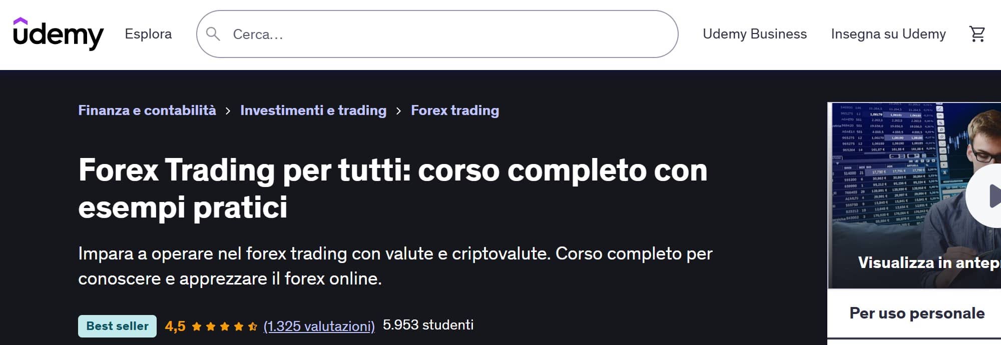 Miglior corso forex - Udemy